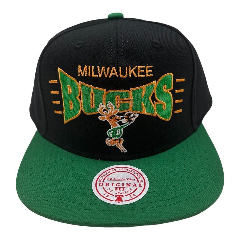 Mitchell & Ness Milwaukee Bucks NBA Throwback Retro‎ Deer Logo Snapback Hat Cap